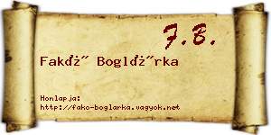 Fakó Boglárka névjegykártya
